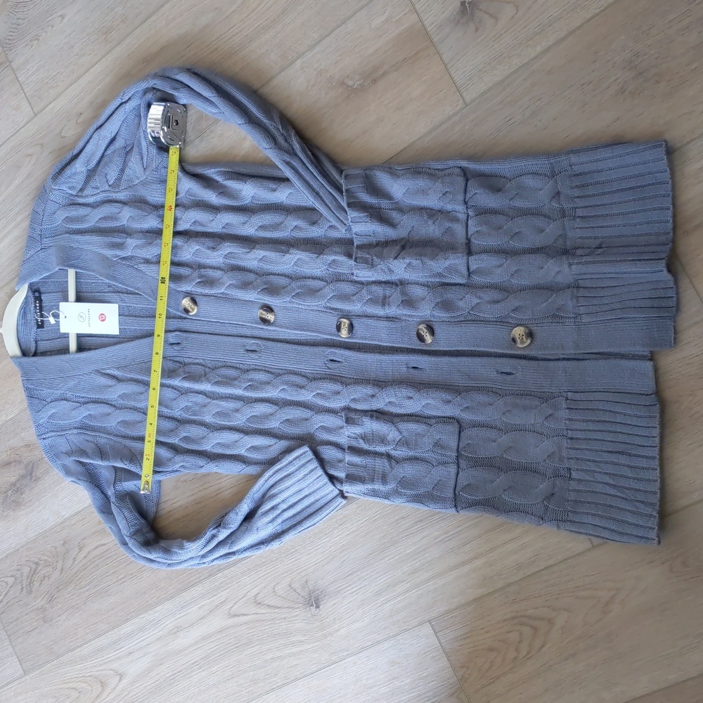 Gray long cardigan sweater